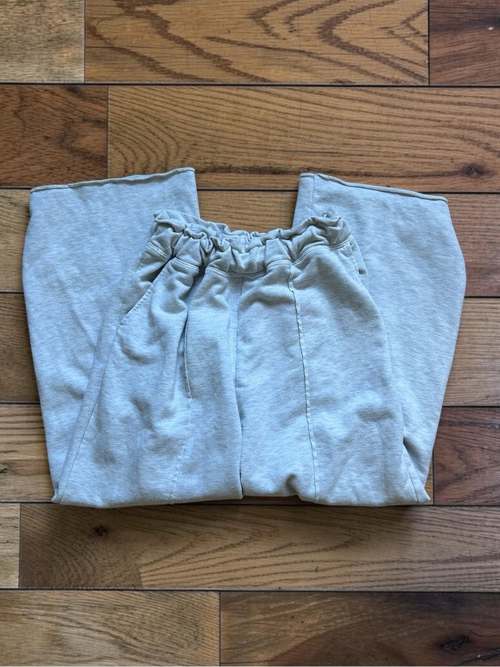 Gray Wide Leg Cotton/Cotton Blend Sweatpants Size S